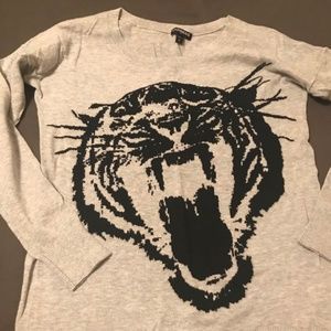 New S EXPRESS Wild CAT Cotton Sweater Gray Black